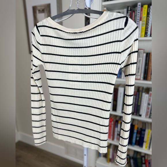 ZARA Striped Fine Cardigan, off white, small - Picture 5 of 8